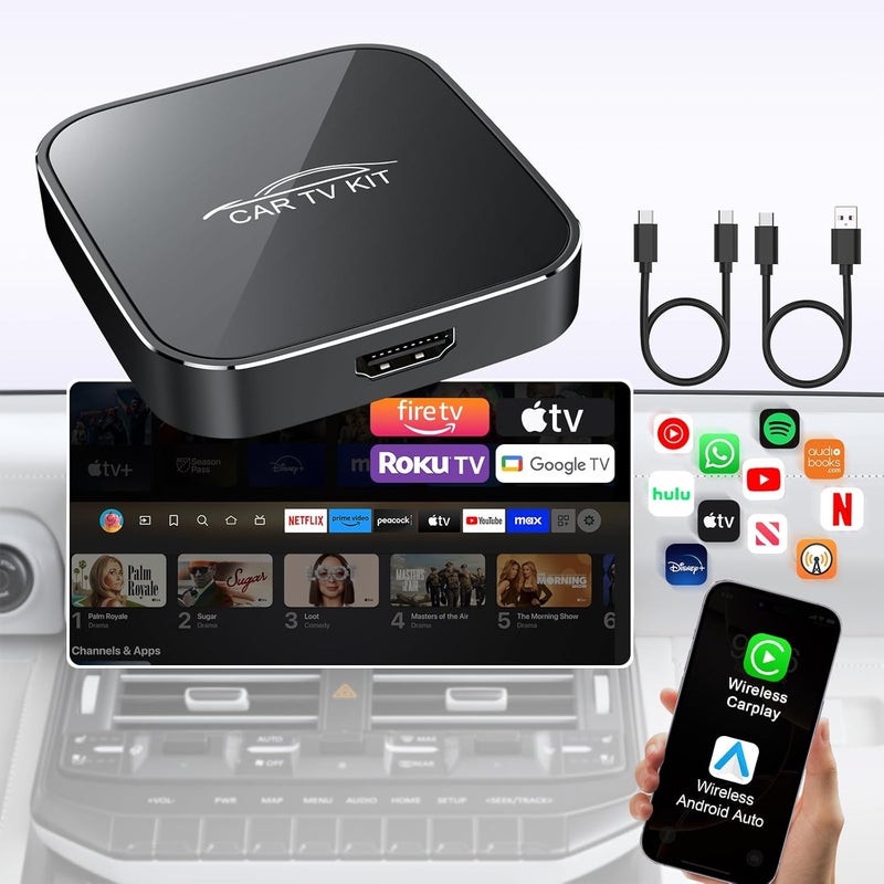 Gogerit Car TV Mate Pro with Wireless CarPlay and Android Auto Adapter,Upgrade HDMl Multimedia Adapter for TV Stick Converter,HDMI Car Play Dongle (Black) - Image 1
